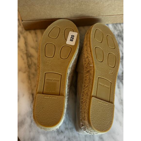 Miu Miu NWB Beige Crystal-Embellished Espadrilles - Picture 5 of 7